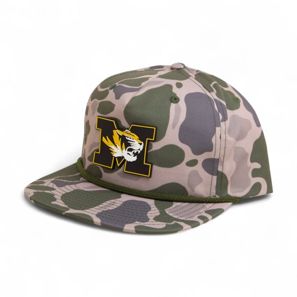 Missouri Tigers Block M 3D Umpqua Rope Hat- Marsh Duck Camo/ Olive Green